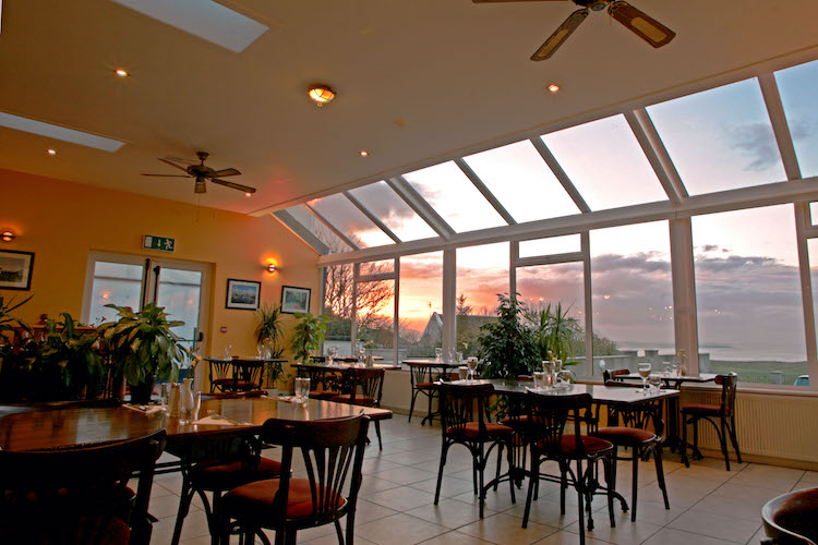 Restaurant dining area overlooking the coast in Strandhill, County Sligo