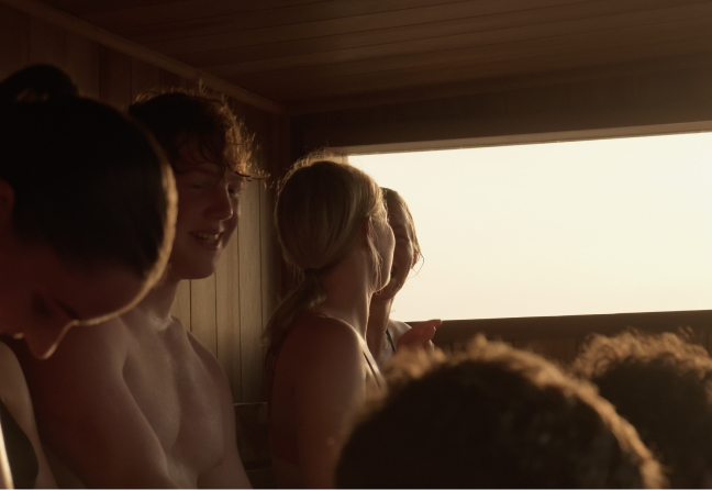 People enjoying the Voya sauna