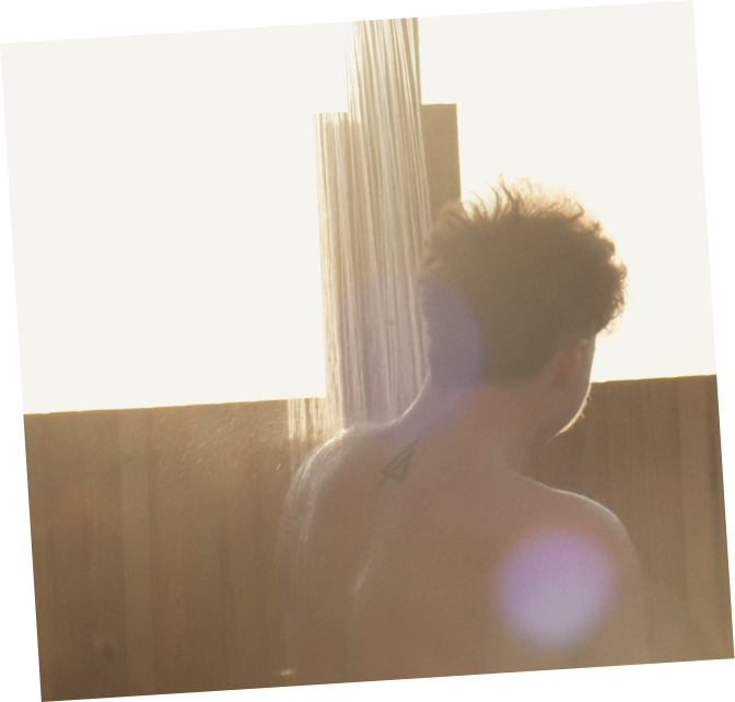 A man walking across the Ocean Room